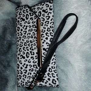 Animal print wristlet clutch